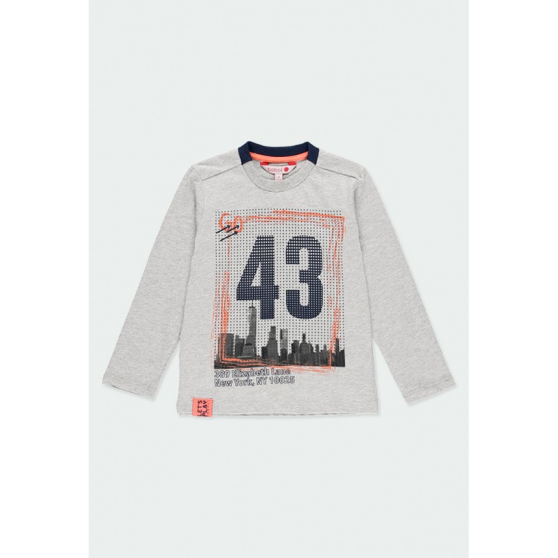 Foto 2 pulgar | Playera Gris Manga Larga “go 43” Niño Boboli