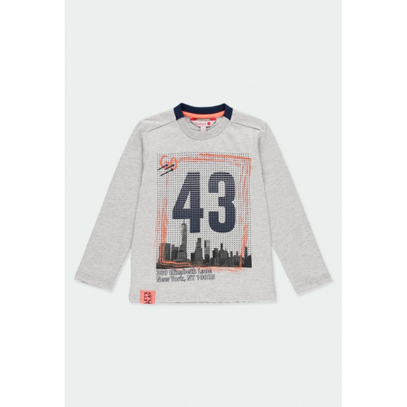 Playera Gris Manga Larga “go 43” Niño Boboli