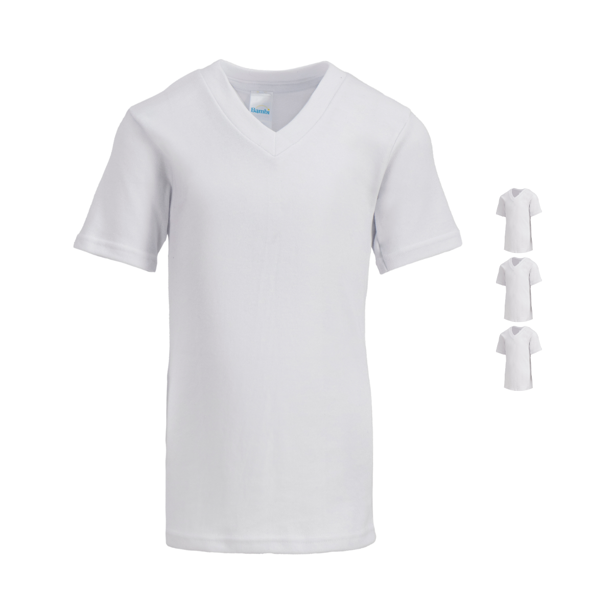Playera Bambi Cuello V Manga Corta 3 Piezas Blanco