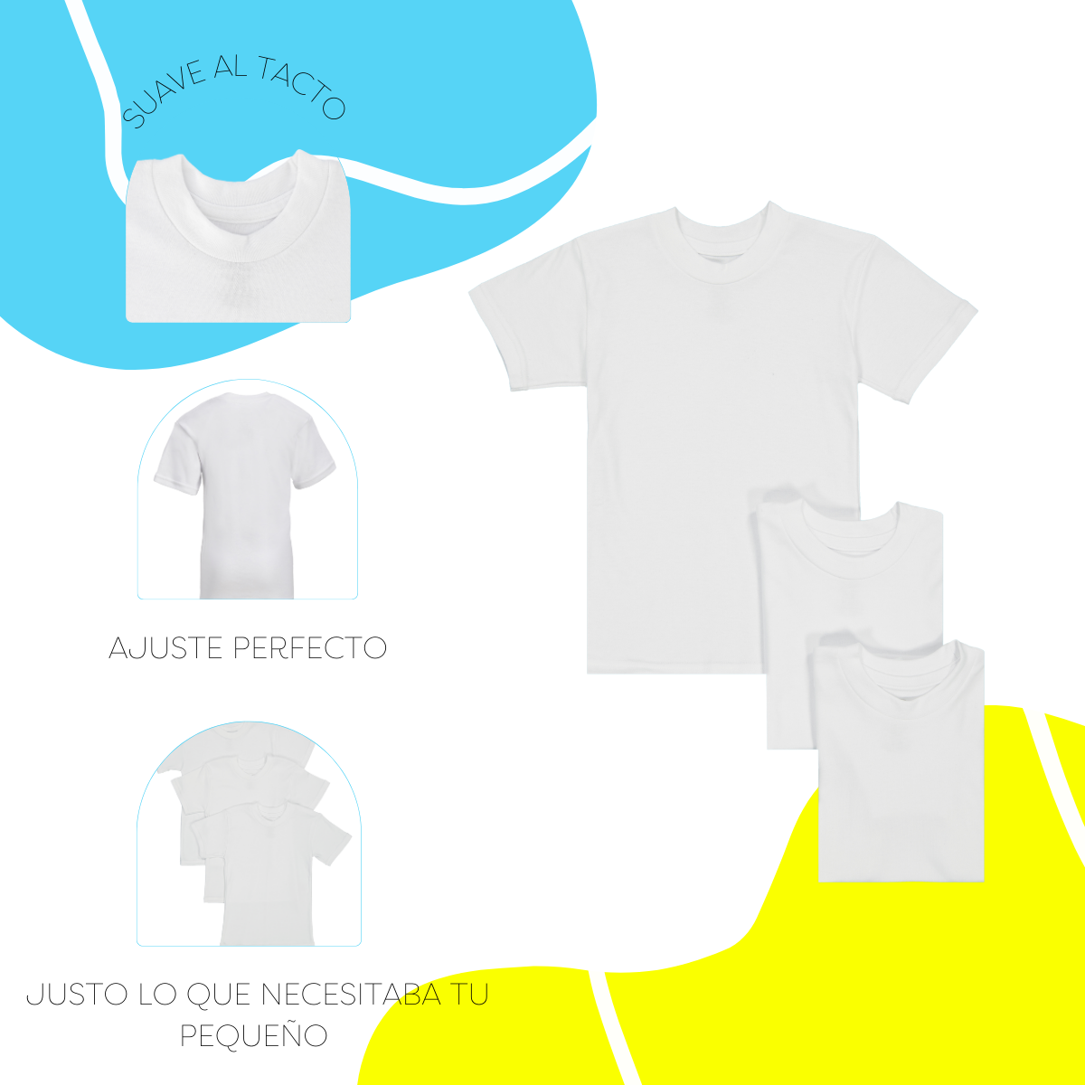 Foto 4 pulgar | Playera Bambi Cuello Redondo Manga Corta 3 Piezas Blanco