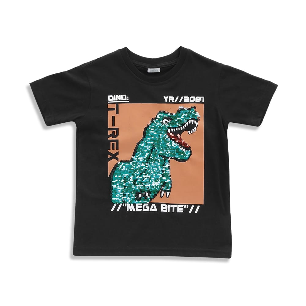Foto 2 pulgar | Playera Audaz Para Niño De Algodón Negro Con Lentejuelas Reversibles