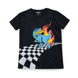 Foto 1 | Playera Audaz Para Niño De Algodón Negro Con Estampado De Dinosaurio