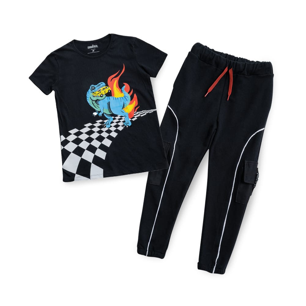 Foto 5 pulgar | Playera Audaz Para Niño De Algodón Negro Con Estampado De Dinosaurio