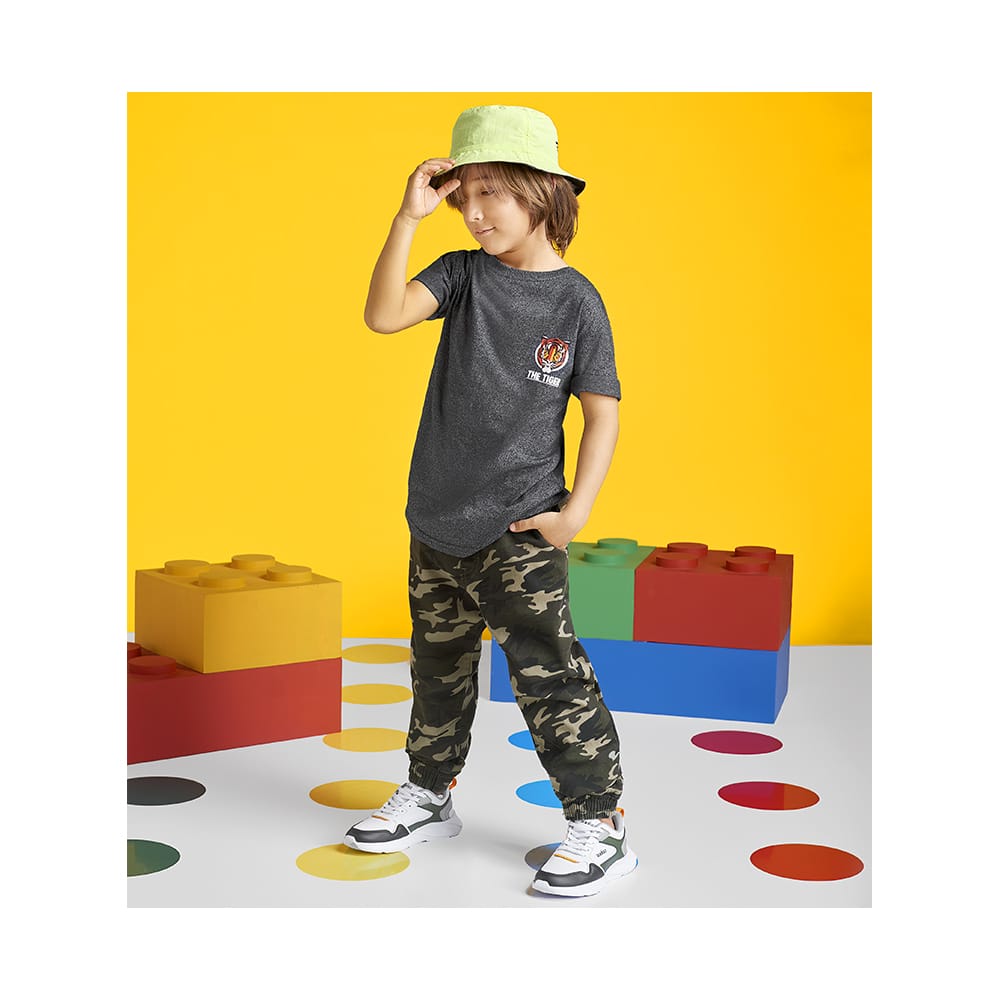 Foto 4 | Playera Audaz Para Niño De Algodón Gris Con Estampado De Tigre