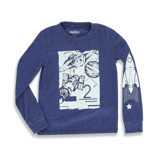 Foto 1 | Playera Audaz Para Niño De Poliéster Azul Marino Con Estampado Espacial