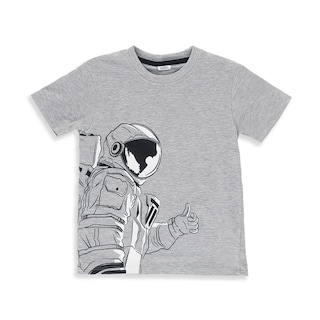 Foto 1 | Playera Audaz Para Niño De Algodón Gris Con Estampado De Astronauta