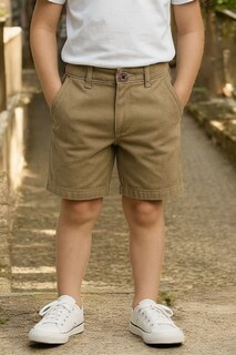 Foto 3 | Bermuda De Gabardina Strech Para Niño Color Caqui