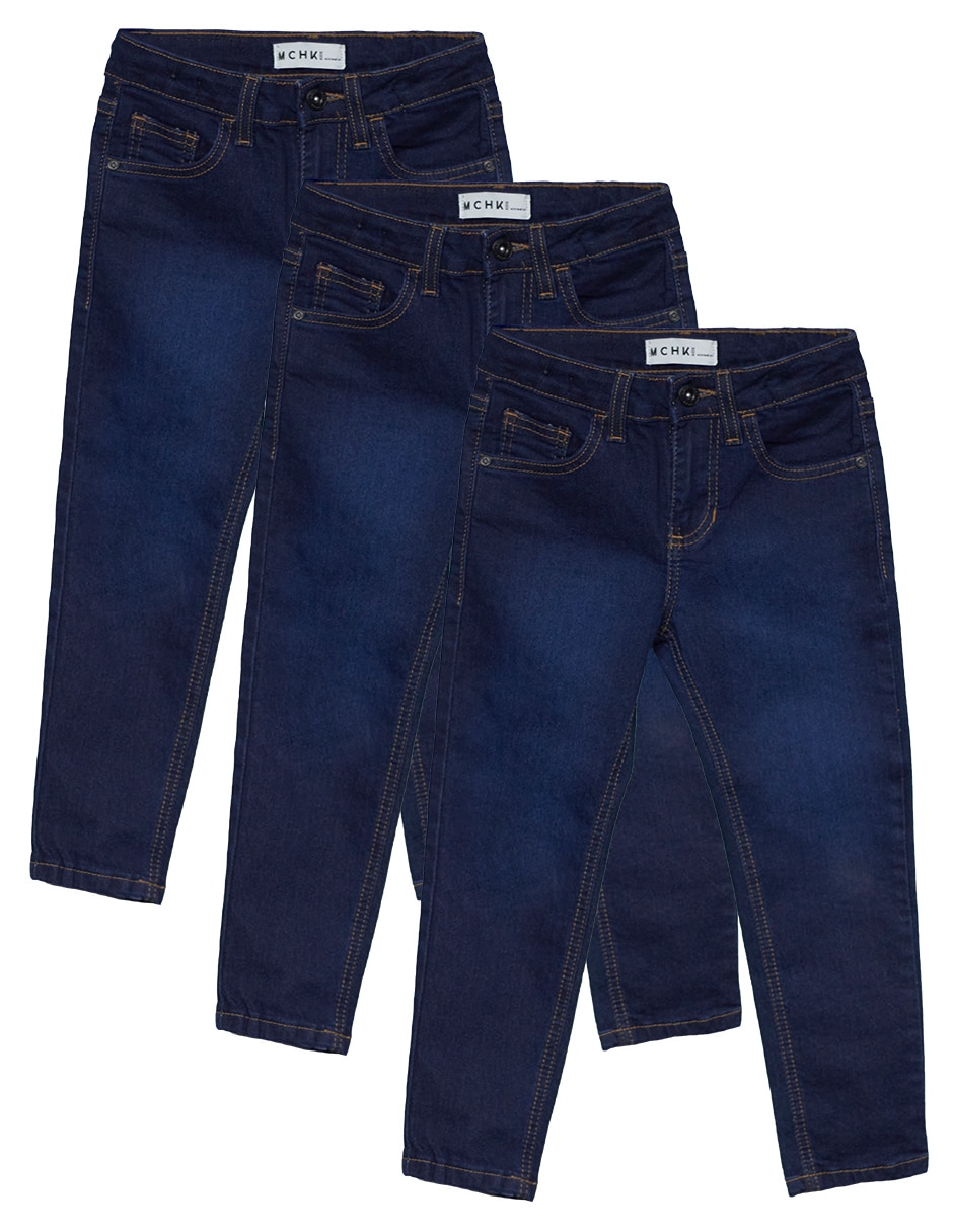 3-pack Jeans De Mezclilla Mchk. Skinny, Escolar, Para Niño,  Color Azul Marino. $1,999