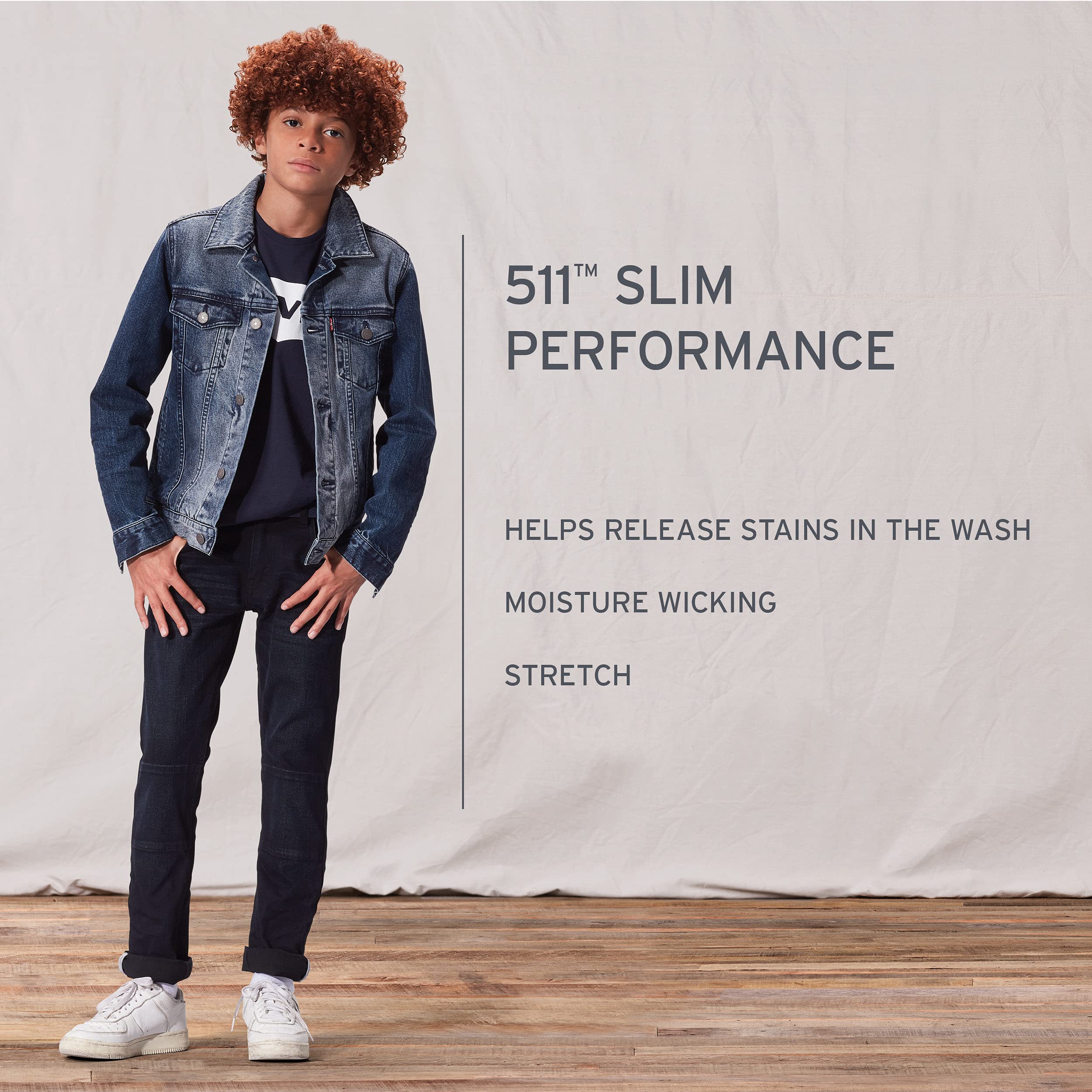 Foto 5 | Vaqueros Levi's 511 Slim Fit Performance Para Niños Negros De 6 Años - Venta Internacional.