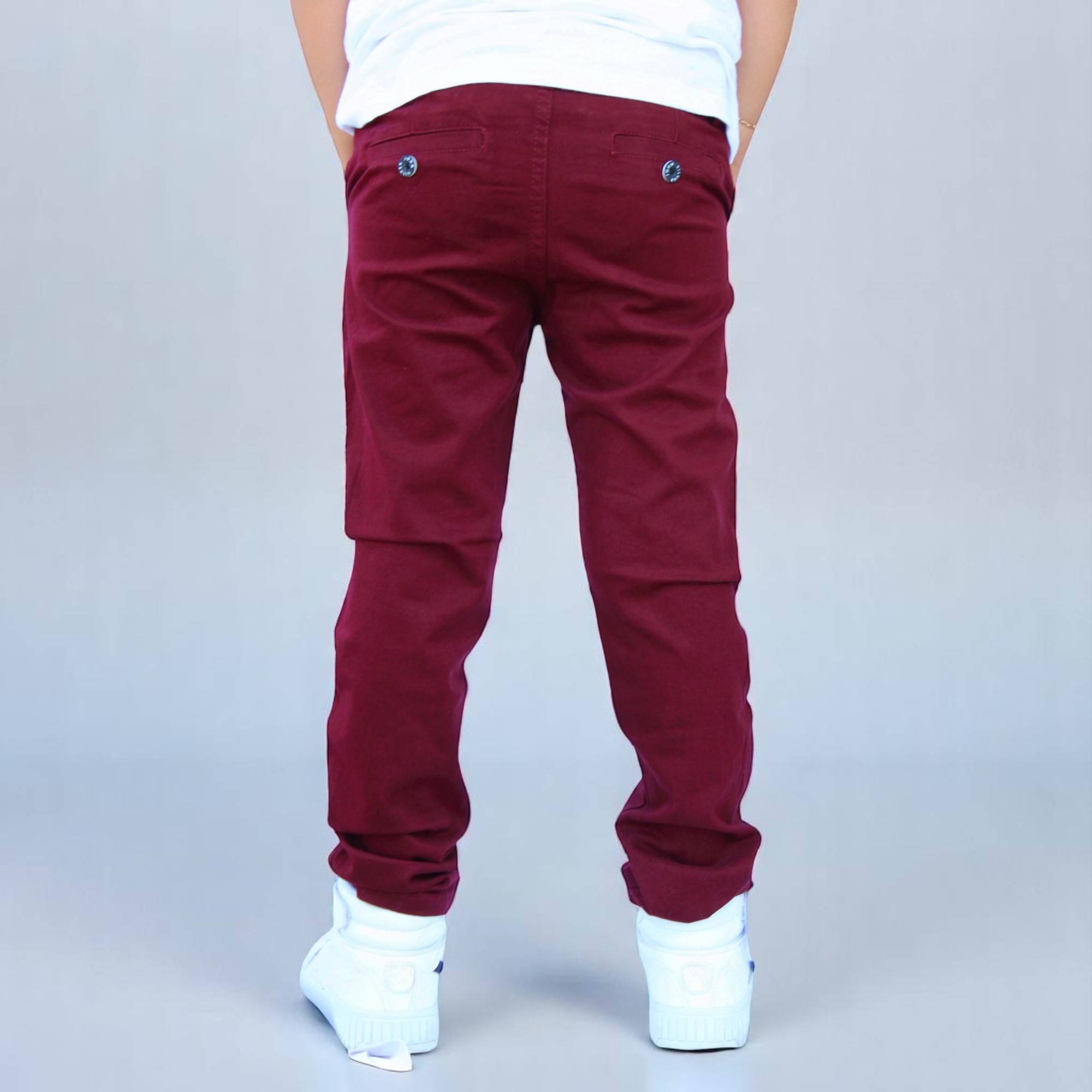Foto 4 pulgar | Pantalón De Gabardina Strech Para Niño Y/o Adolescente Color Vino