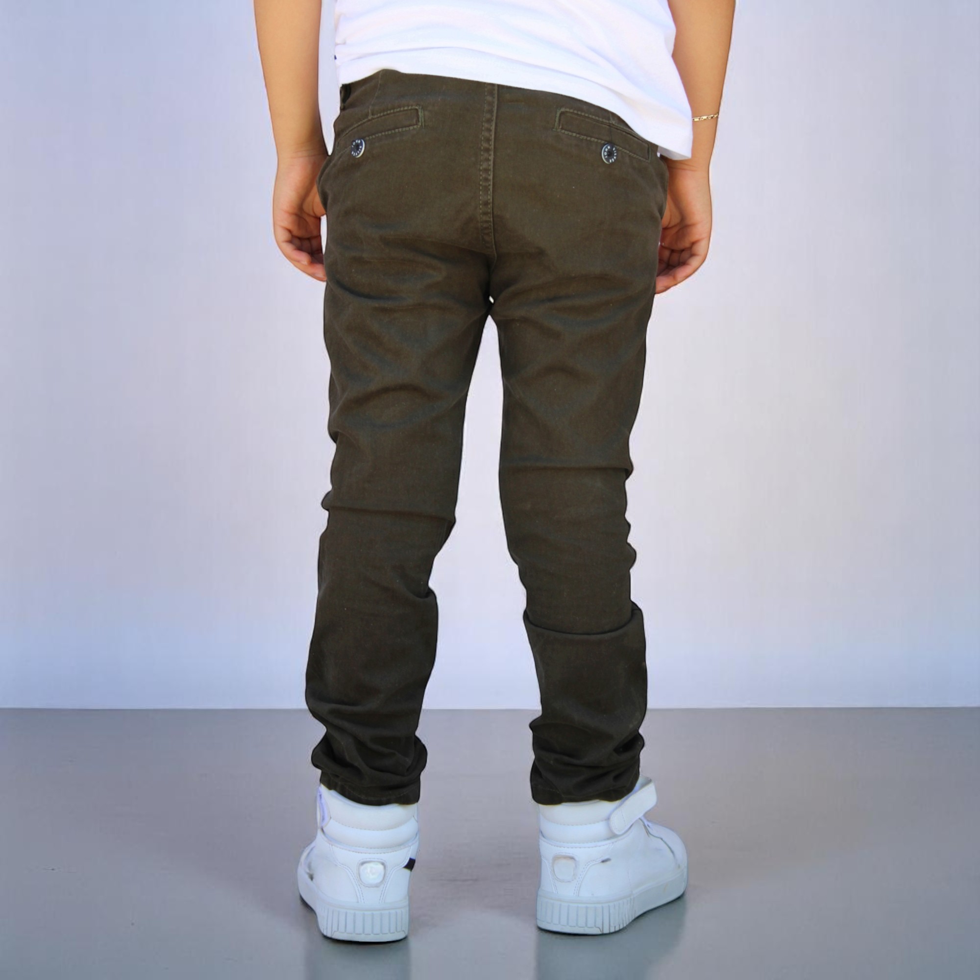 Foto 3 pulgar | Pantalón De Gabardina Strech Para Niño Y/o Adolescente Color Verde Militar