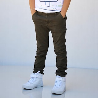 Foto 3 | Pantalón De Gabardina Strech Para Niño Y/o Adolescente Color Verde Militar