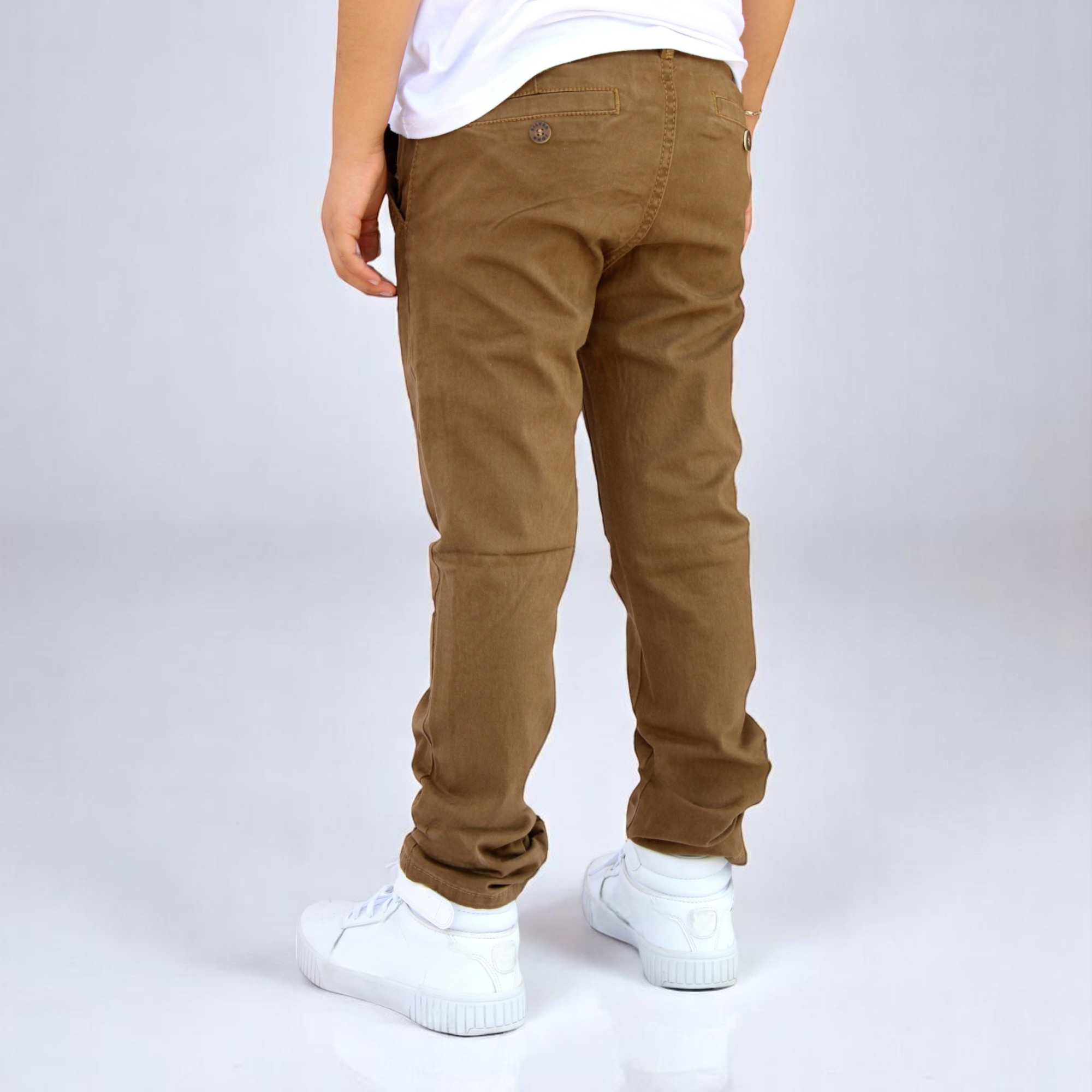 Foto 4 pulgar | Pantalón De Gabardina Strech Para Niño Y/o Adolescente Color Caqui Obscuro