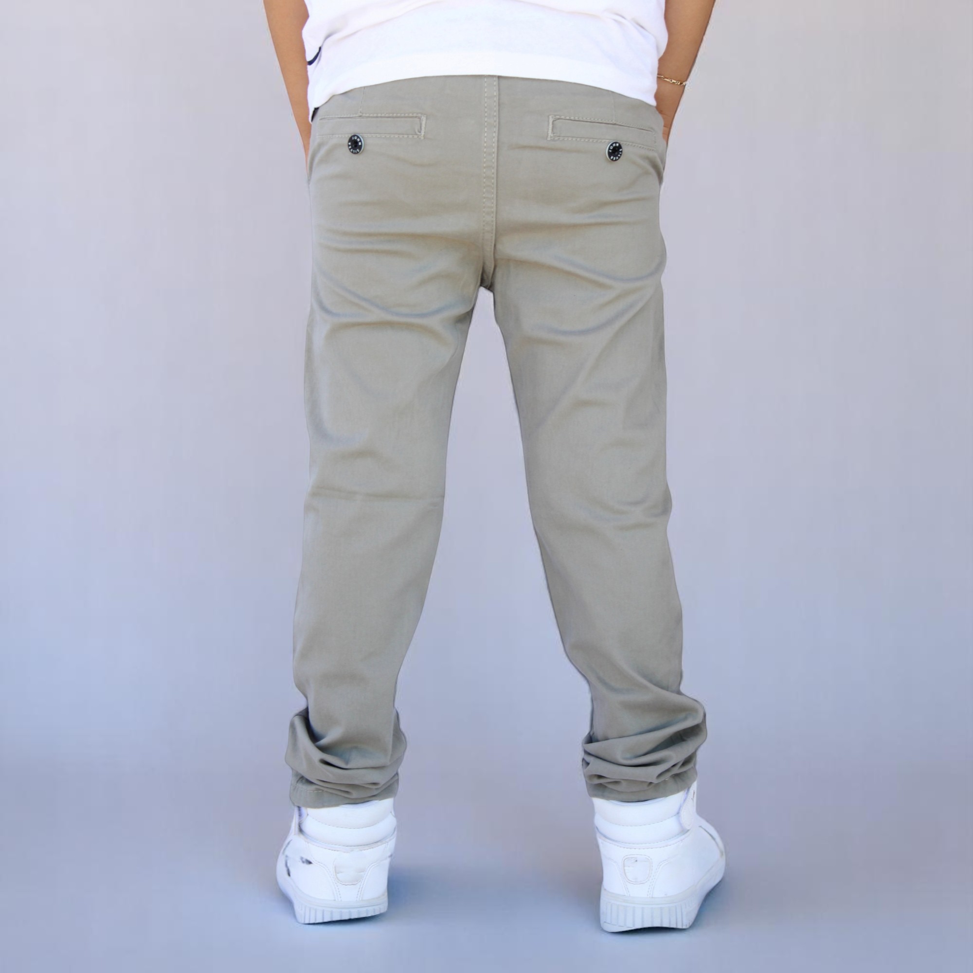 Foto 4 pulgar | Pantalón De Gabardina Strech Para Niño Y/o Adolescente Color Gris Claro