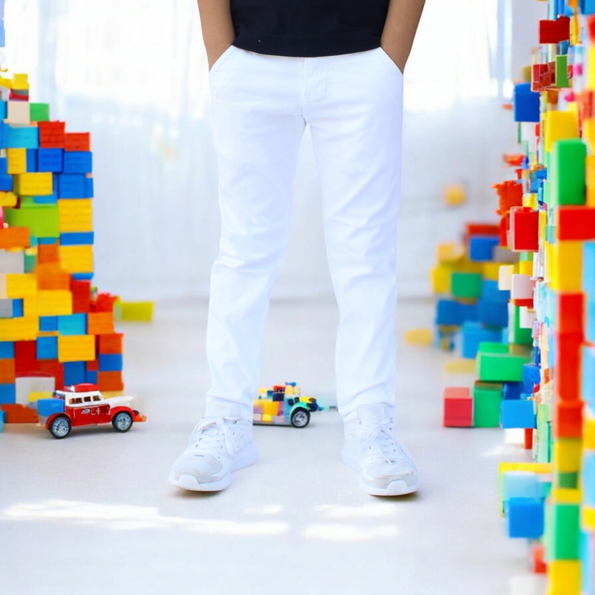 Foto 1 | Pantalón De Gabardina Strech Para Niño Y/o Adolescente Color Blanco