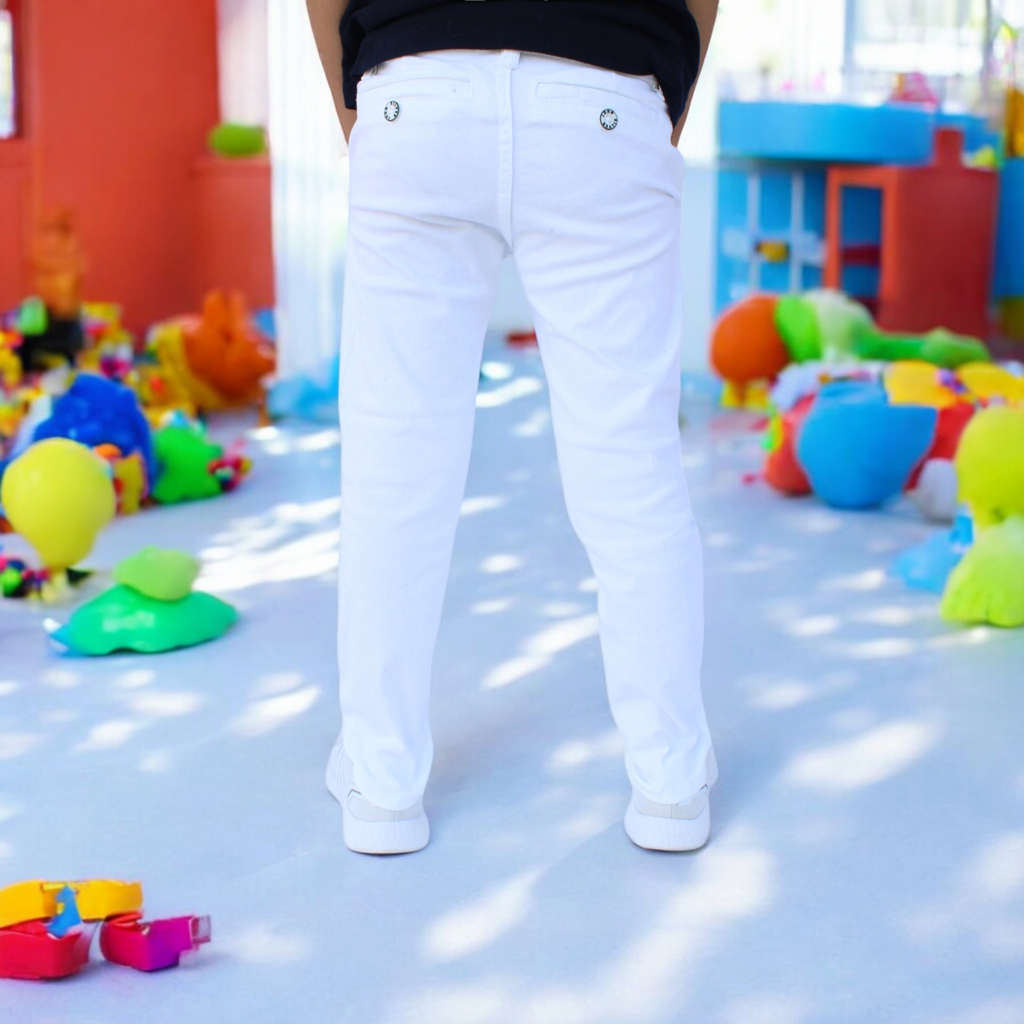 Foto 4 pulgar | Pantalón De Gabardina Strech Para Niño Y/o Adolescente Color Blanco