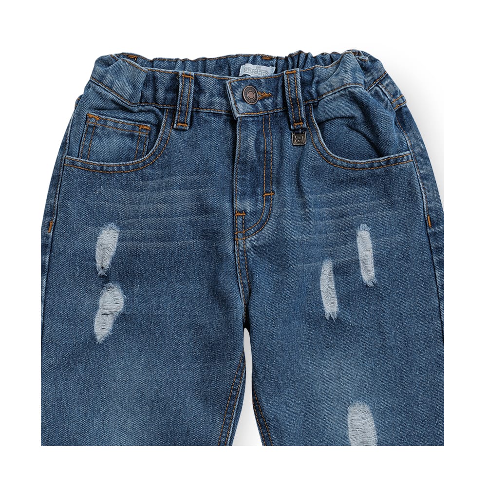 Foto 5 pulgar | Jeans Audaz Para Niño De Algodón Azul Claro Con Efecto Desgastado