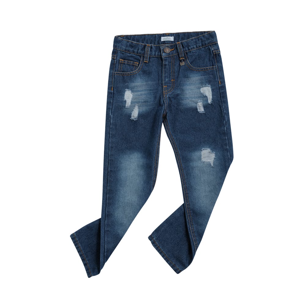 Foto 2 pulgar | Jeans Audaz Para Niño De Algodón Azul Marino Con Acabado Deslavado