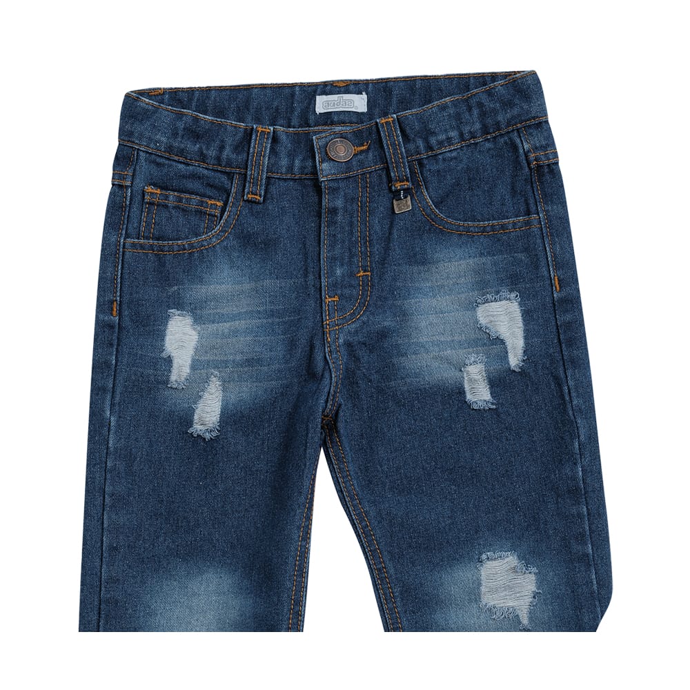 Foto 3 pulgar | Jeans Audaz Para Niño De Algodón Azul Marino Con Acabado Deslavado