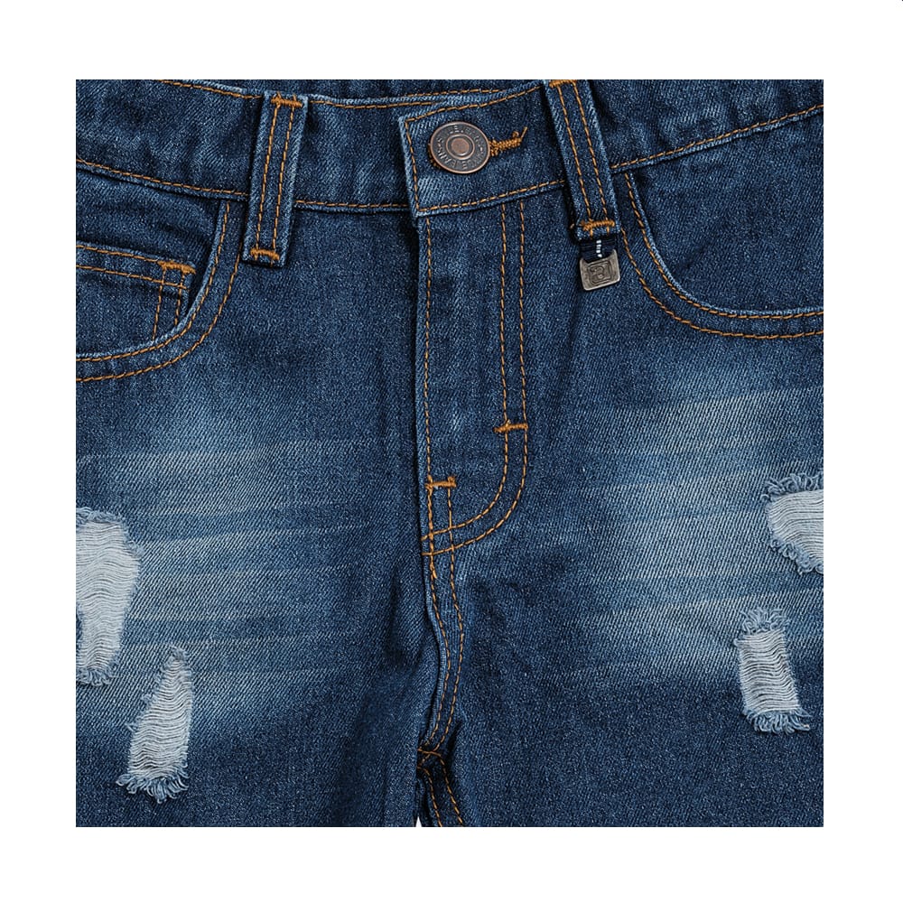 Foto 4 pulgar | Jeans Audaz Para Niño De Algodón Azul Marino Con Acabado Deslavado