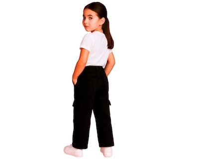 Foto 4 | Jeans Cargo Niña Ocean Point Corte Recto Cintura Alta