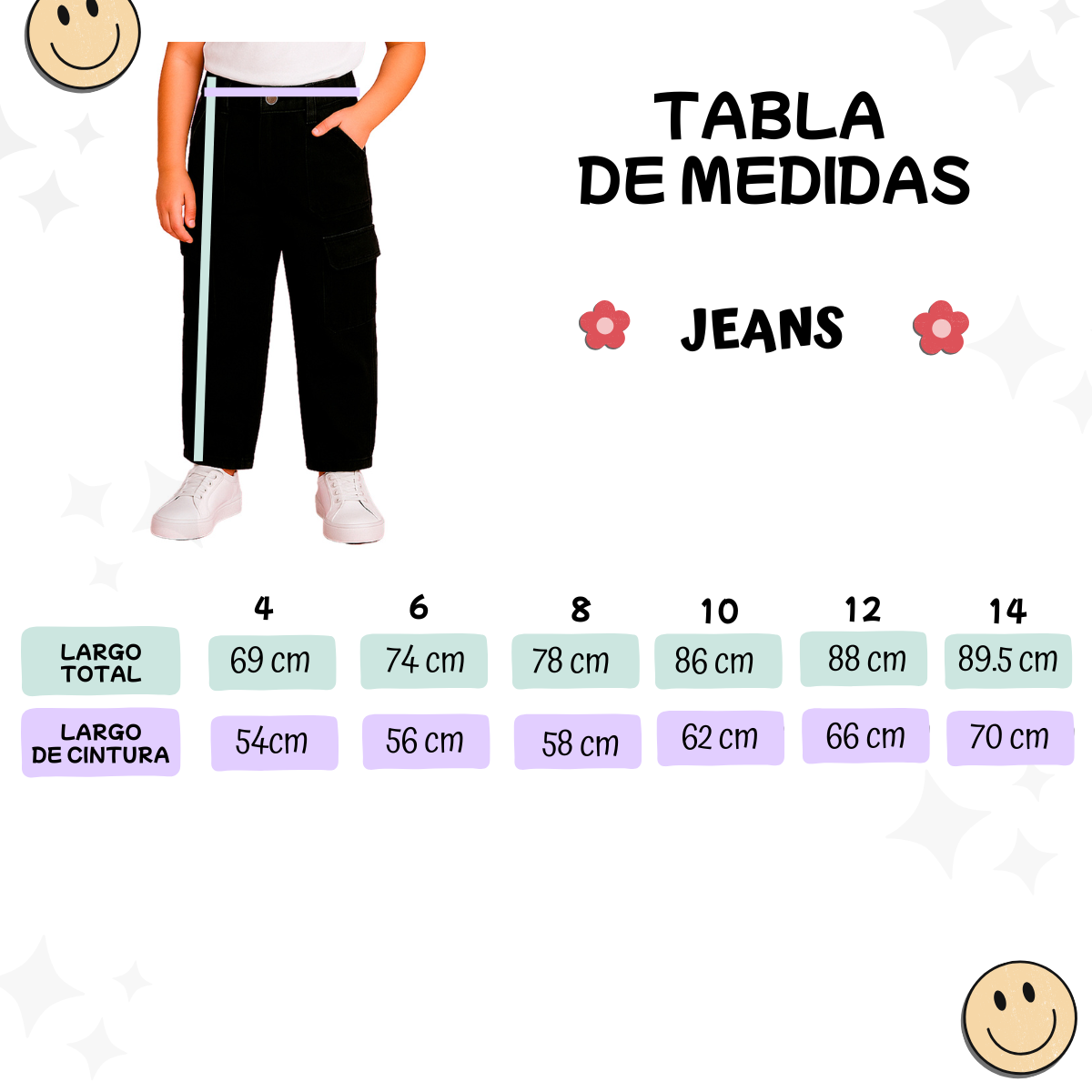 Foto 5 | Jeans Cargo Niña Ocean Point Corte Recto Cintura Alta