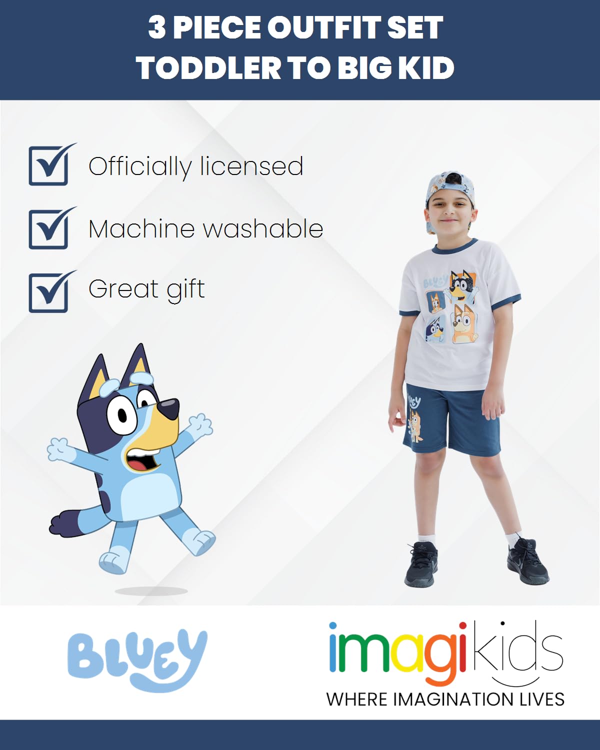 Foto 3 | Conjunto de Short Bluey Family para Niño 3 Piezas - Venta Internacional