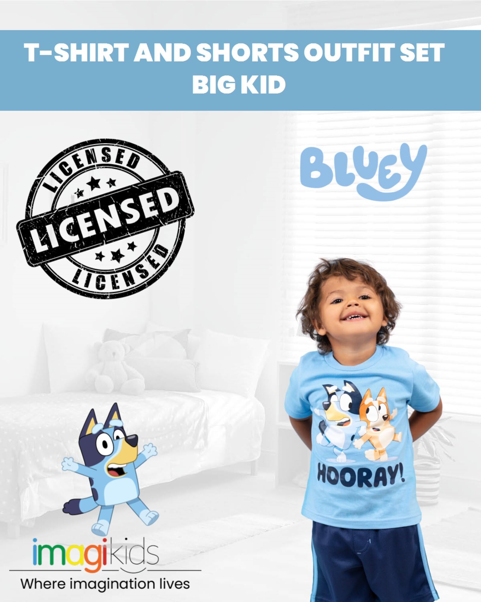 Foto 3 pulgar | Conjunto De Ropa Bluey Bingo Little Boys, Camiseta Y Pantalones Cortos De Malla - Venta Internacional.