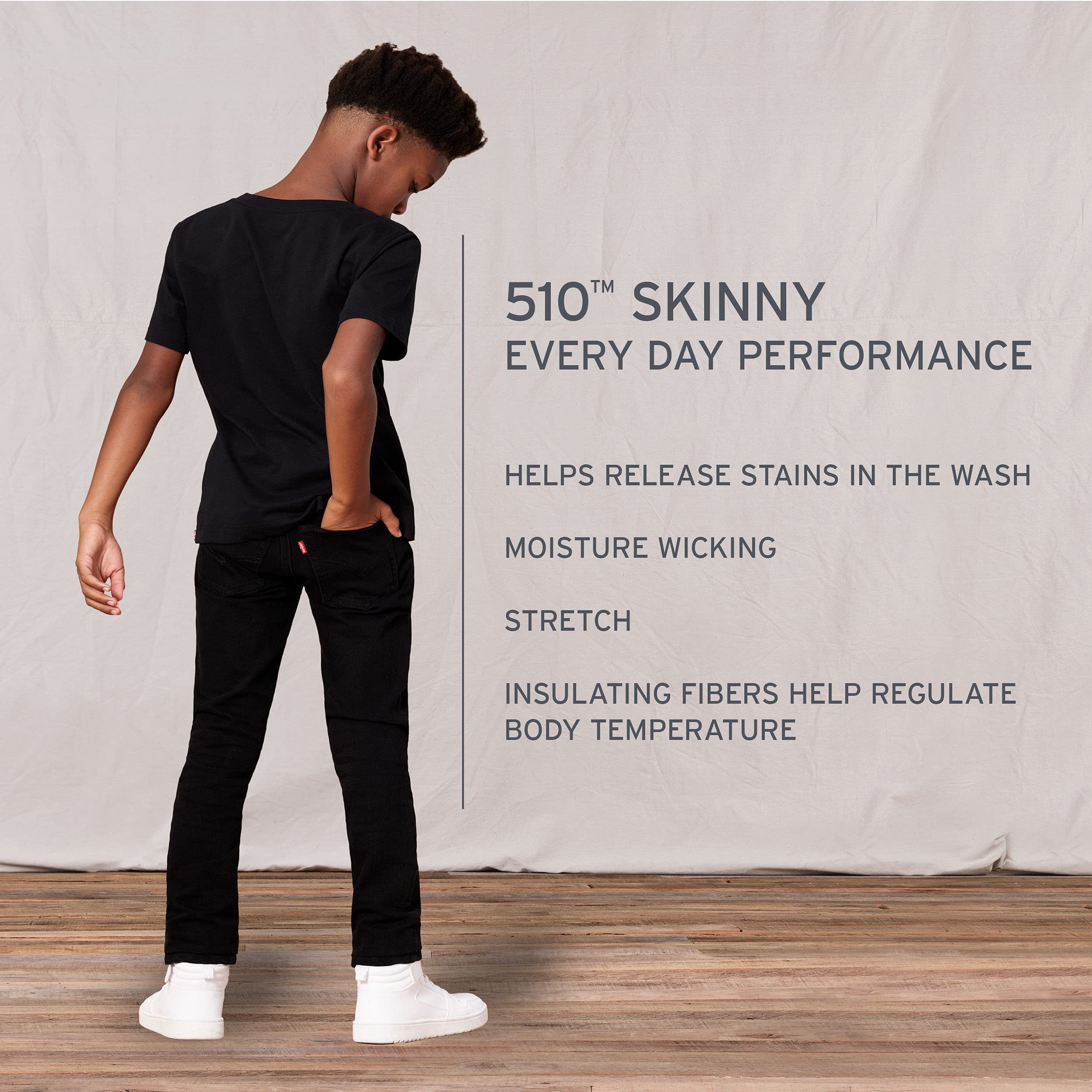 Foto 5 | Vaqueros Levi's 510 Skinny Fit Performance Black Eco 10y Para Niños - Venta Internacional.