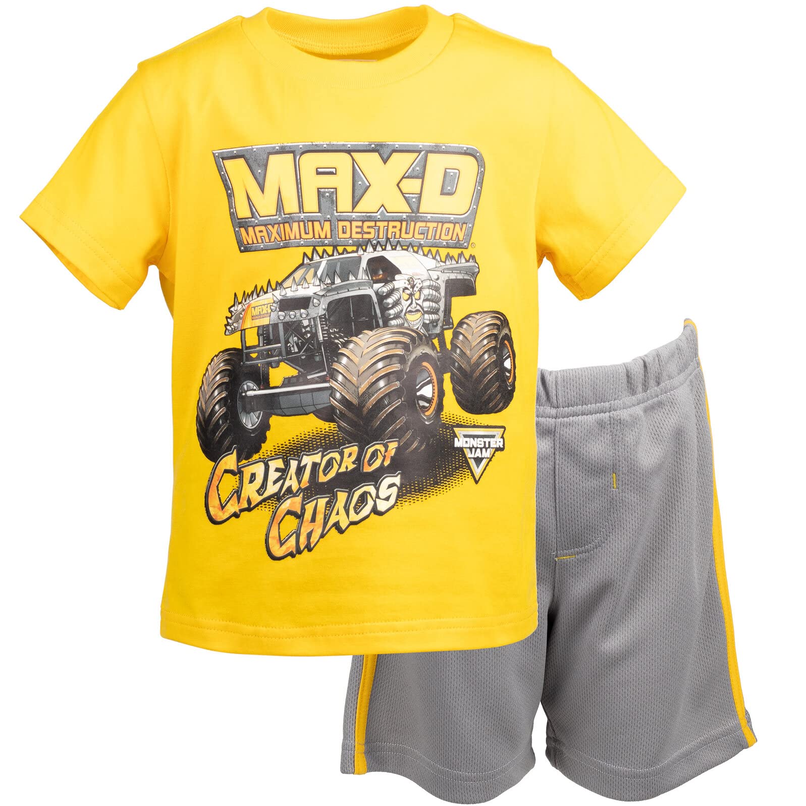 Foto 2 pulgar | Conjunto De Ropa: Camiseta Para Niños Pequeños, Pantalones Cortos De Malla, Monster Jam - Venta Internacional.