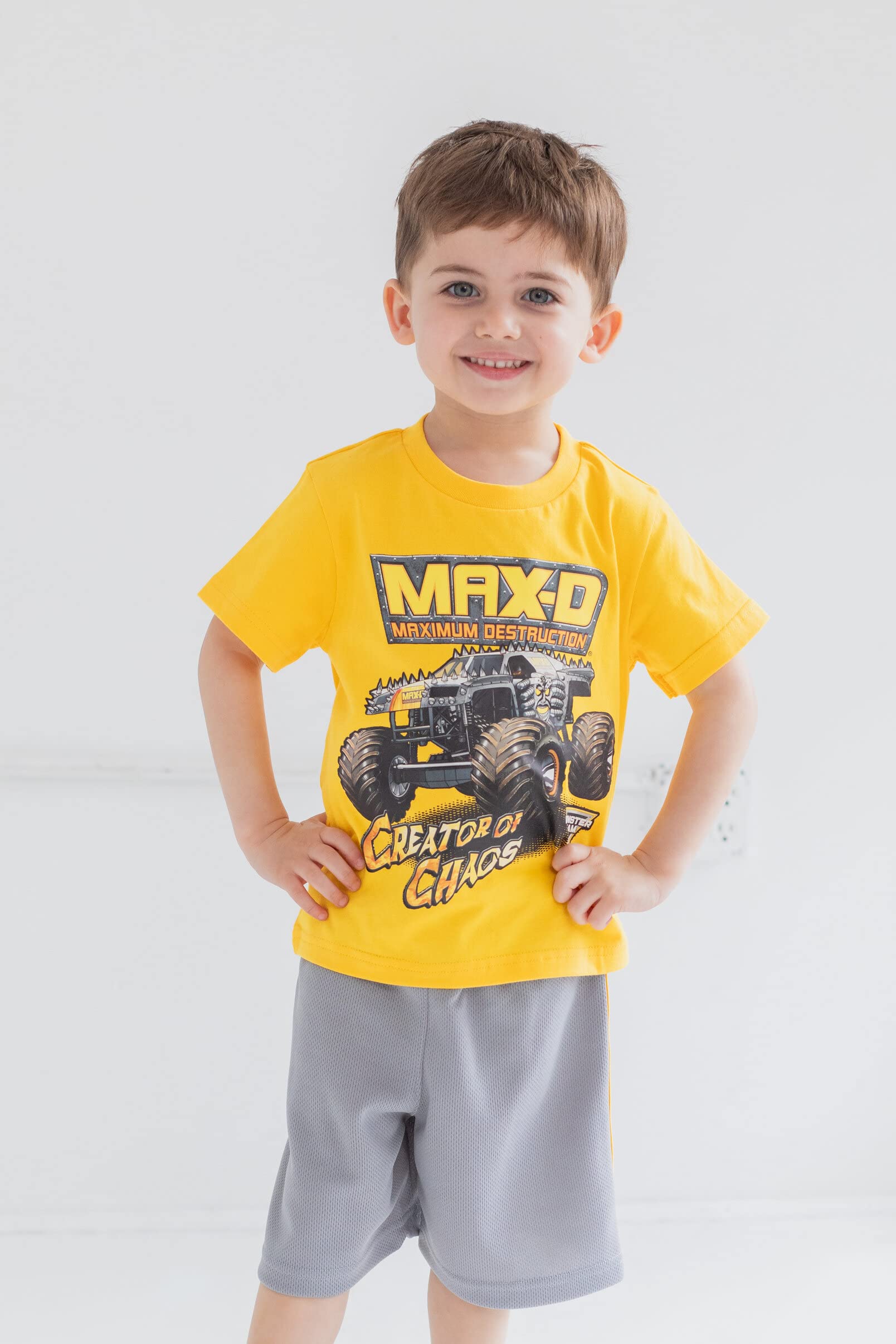 Foto 3 pulgar | Conjunto De Ropa: Camiseta Para Niños Pequeños, Pantalones Cortos De Malla, Monster Jam - Venta Internacional.