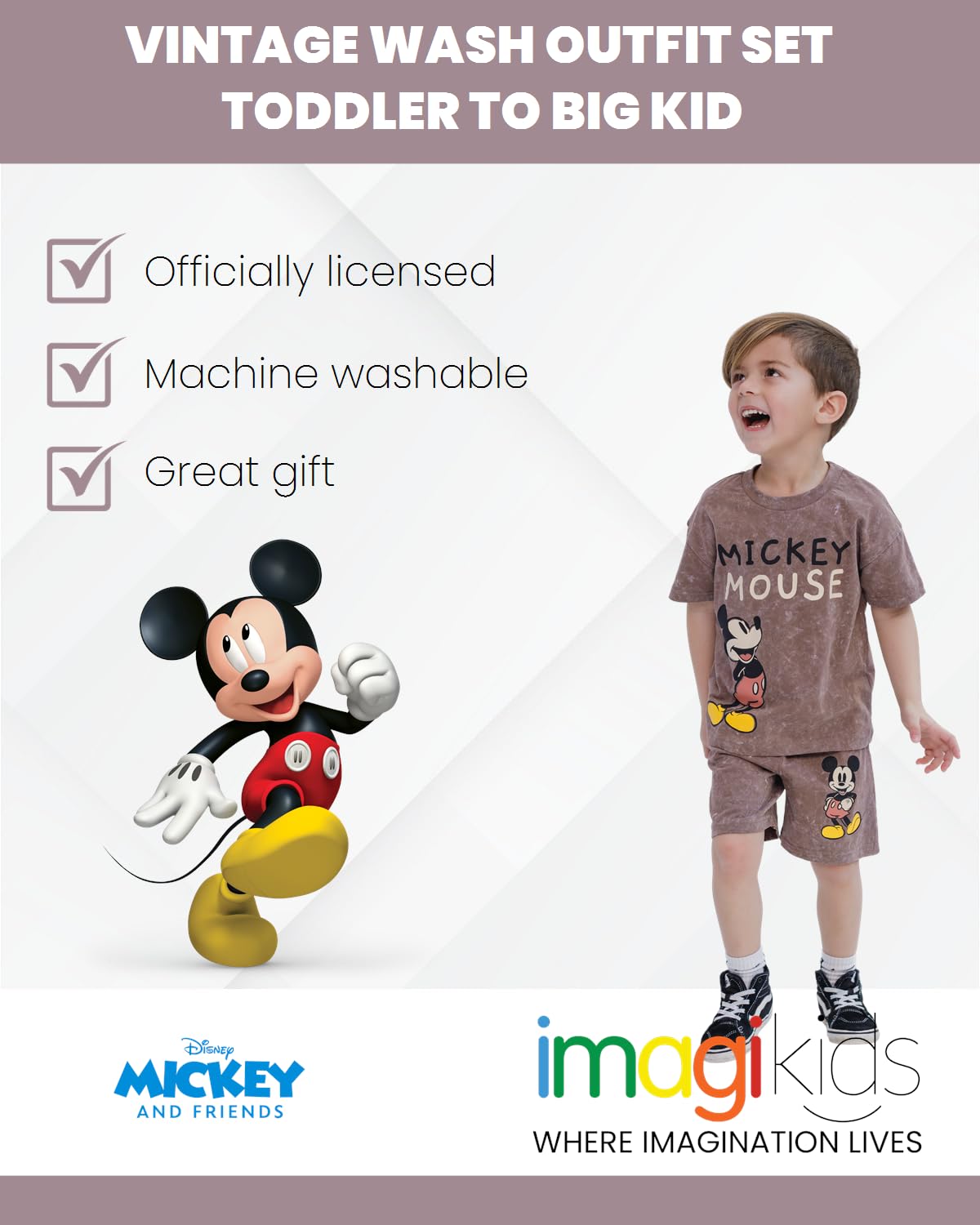Foto 3 pulgar | Set De Ropa Disney Mickey Mouse Vintage Wash Para Niños De 6 Años - Venta Internacional.
