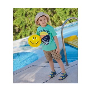 Foto 1 | Short Audaz Para Niño De Algodón Beige Con Estampado De Tiburones