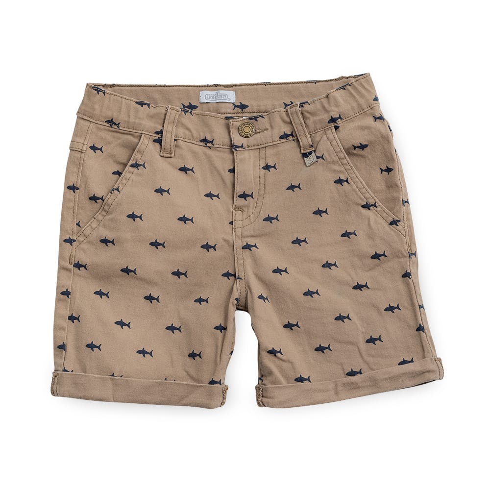 Foto 3 pulgar | Short Audaz Para Niño De Algodón Beige Con Estampado De Tiburones