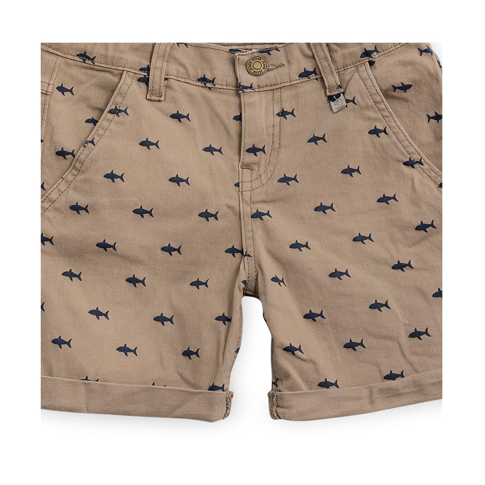 Foto 5 pulgar | Short Audaz Para Niño De Algodón Beige Con Estampado De Tiburones