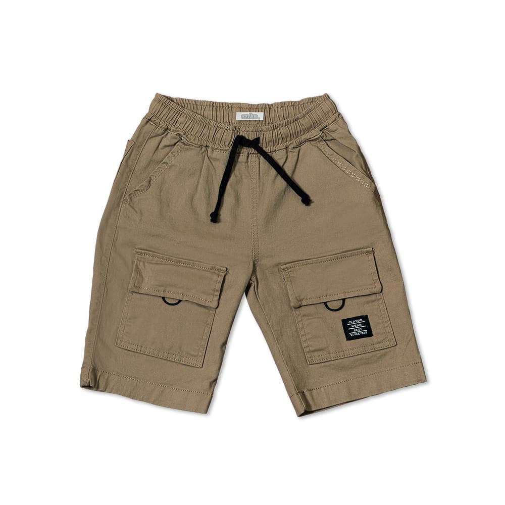 Short Audaz Para Niño En Algodón Miel Con Bolsillos Cargo Y Jareta $299