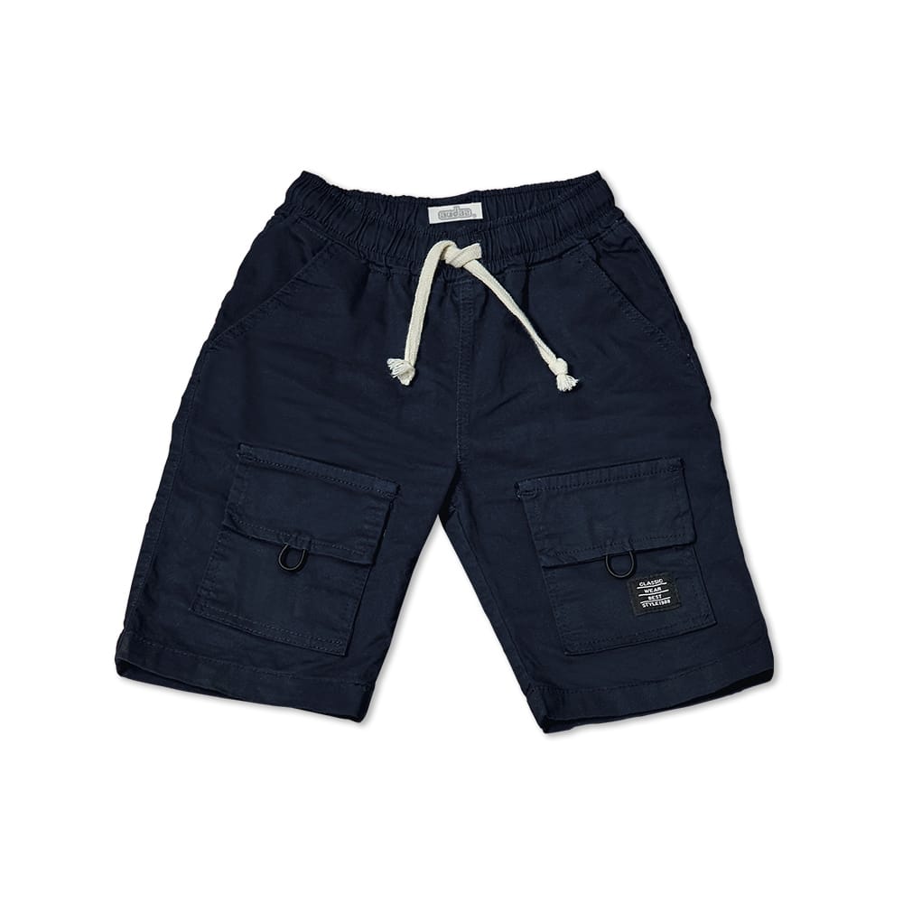 Foto 2 pulgar | Short Audaz Para Niño En Algodón Azul Marino Con Bolsillos Cargo