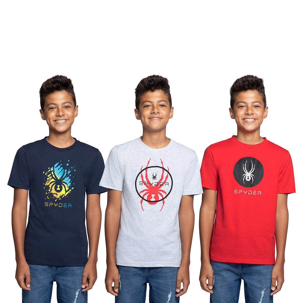 Playeras Spyder Set 3 Pack Manga Corta para Niño