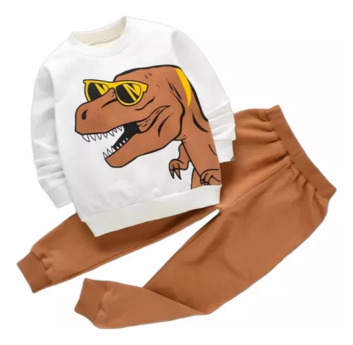 Sudadera y Pans para Niño Estampado de Dinosaurio