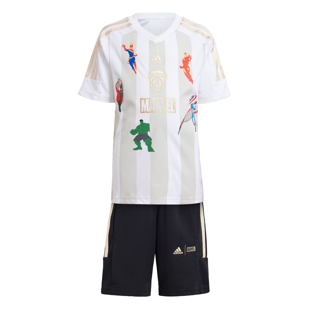 Conjunto Playera Marvel's Avengers Adidas Blanco Niños