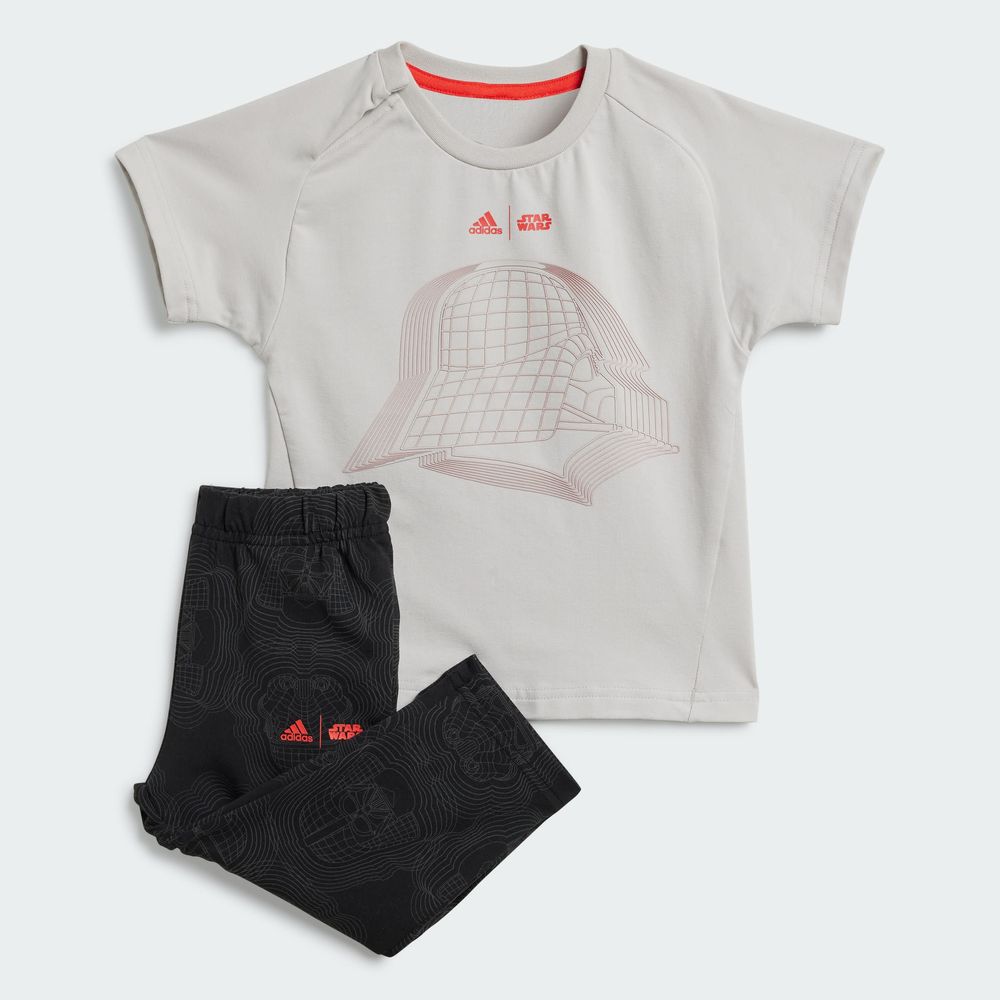 Foto 2 | Conjunto De Playera Adidas Star Wars Kids Adidas Gris Niños