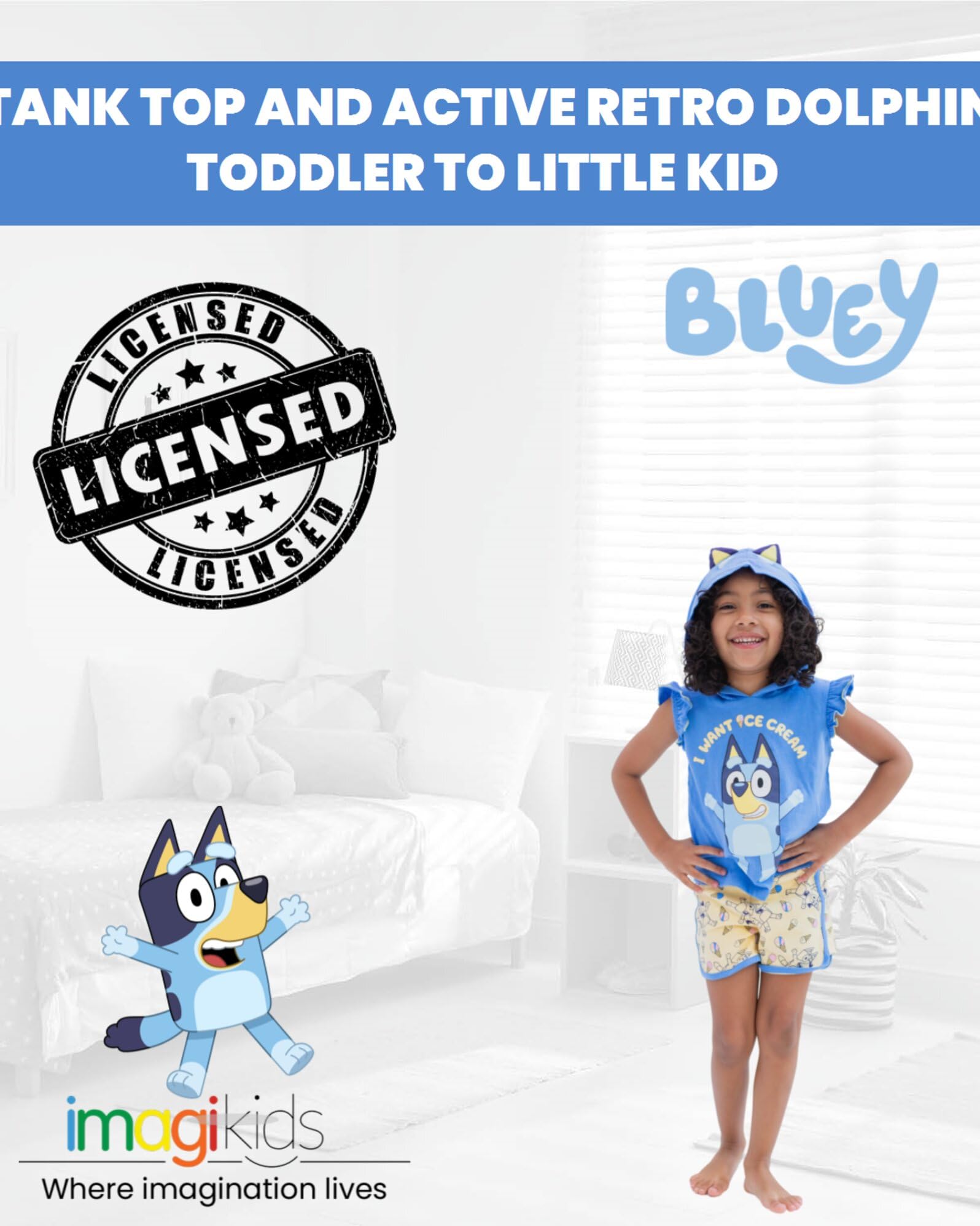 Foto 2 | Camiseta Sin Mangas Y Pantalones Cortos Para Cosplay Bluey Para Niñas Pequeñas, Talla 6 - Venta Internacional.