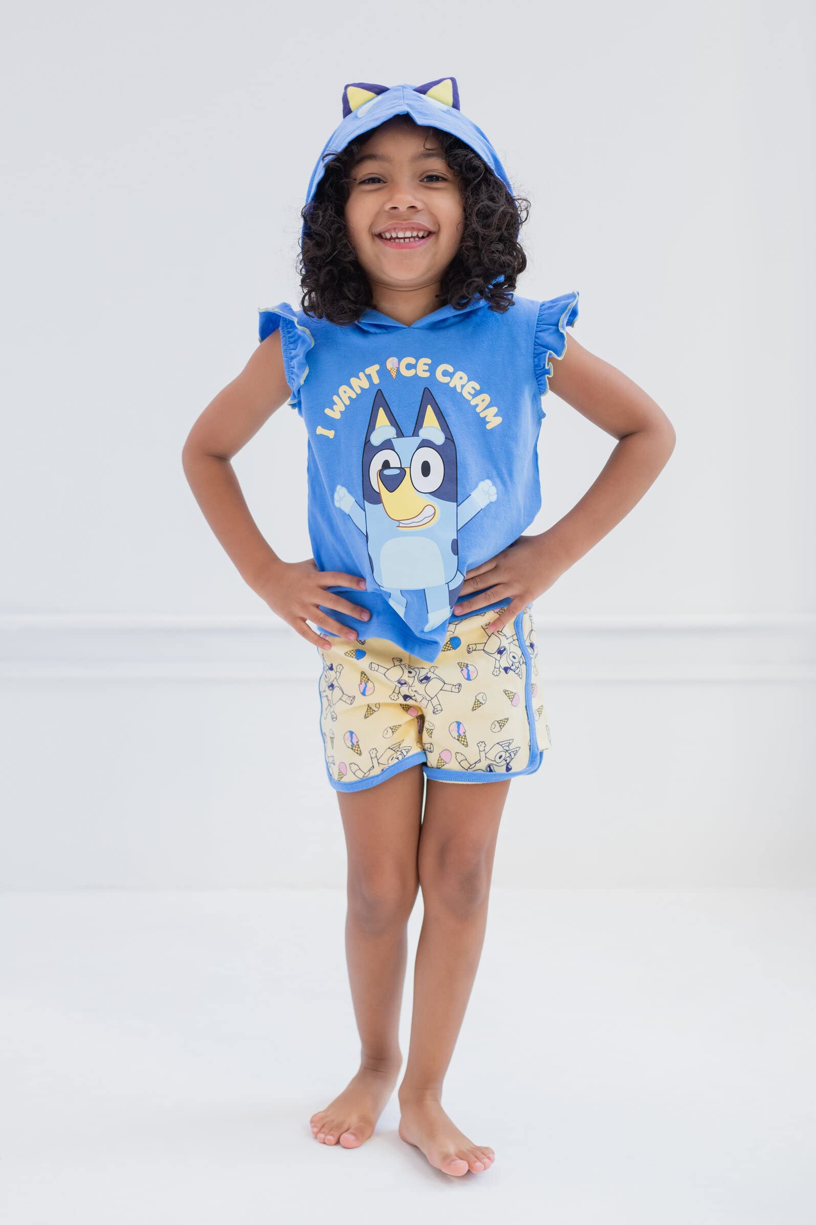 Foto 6 pulgar | Camiseta Sin Mangas Y Pantalones Cortos Para Cosplay Bluey Para Niñas Pequeñas, Talla 6 - Venta Internacional.