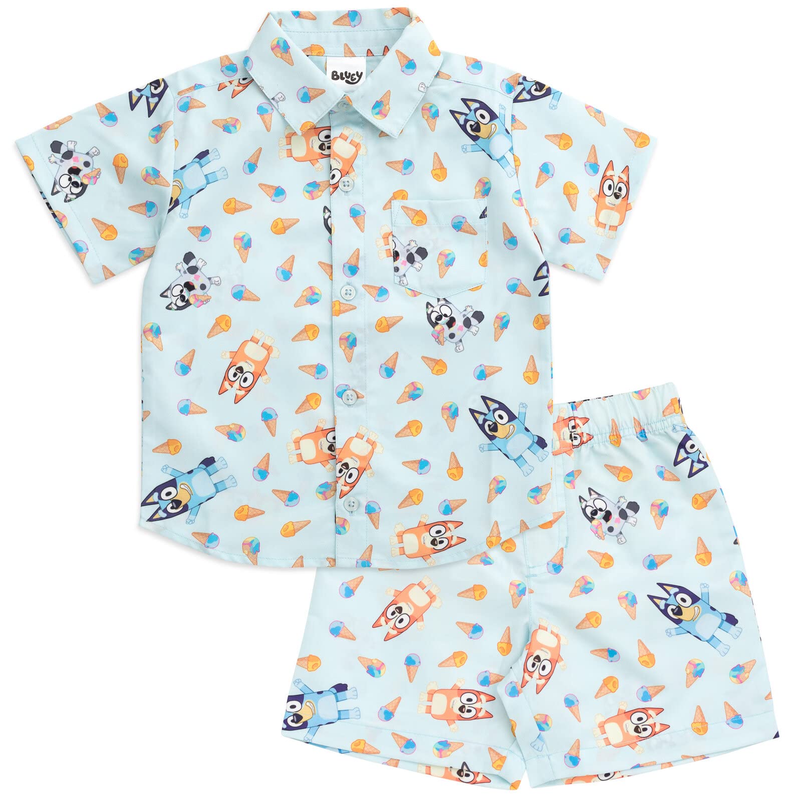 Conjunto De Camisa Y Pantalones Cortos Hawaianos Outfit Bluey Bingo Muffin Para 6 Niñas - Venta Internacional.