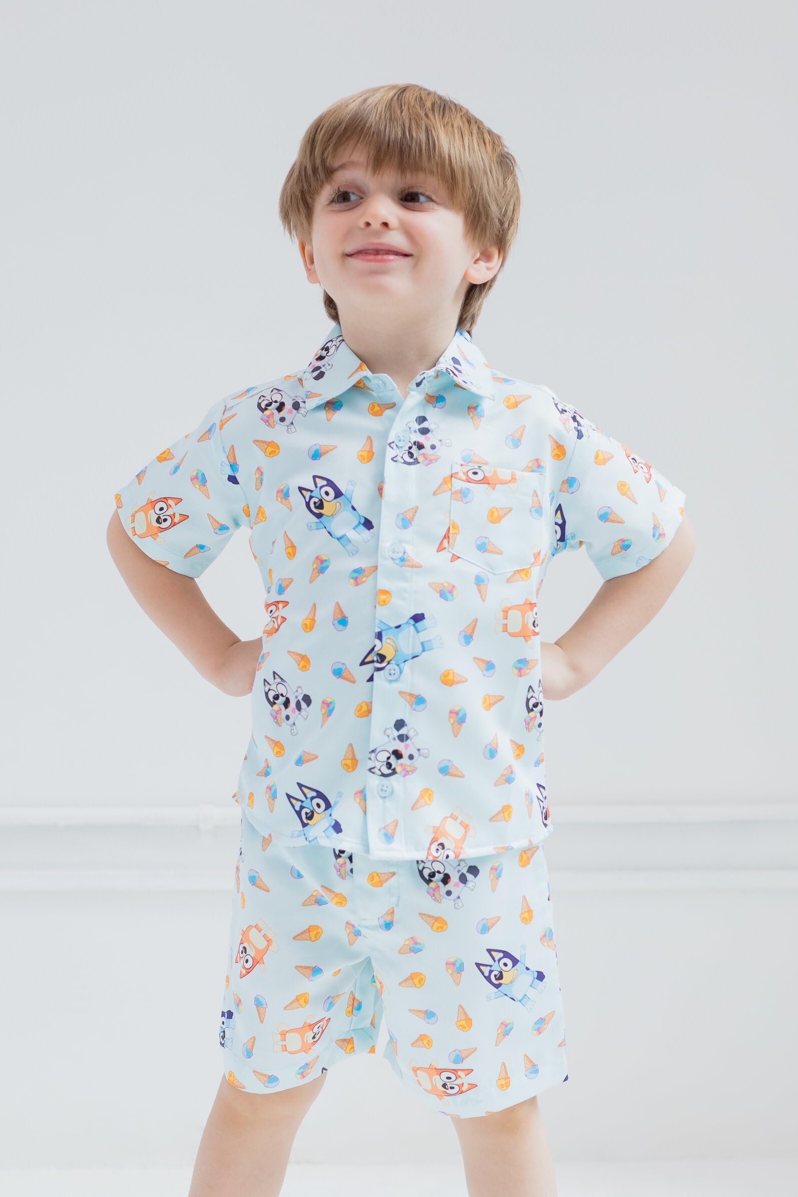 Foto 2 | Conjunto De Camisa Y Pantalones Cortos Hawaianos Outfit Bluey Bingo Muffin Para 6 Niñas - Venta Internacional.