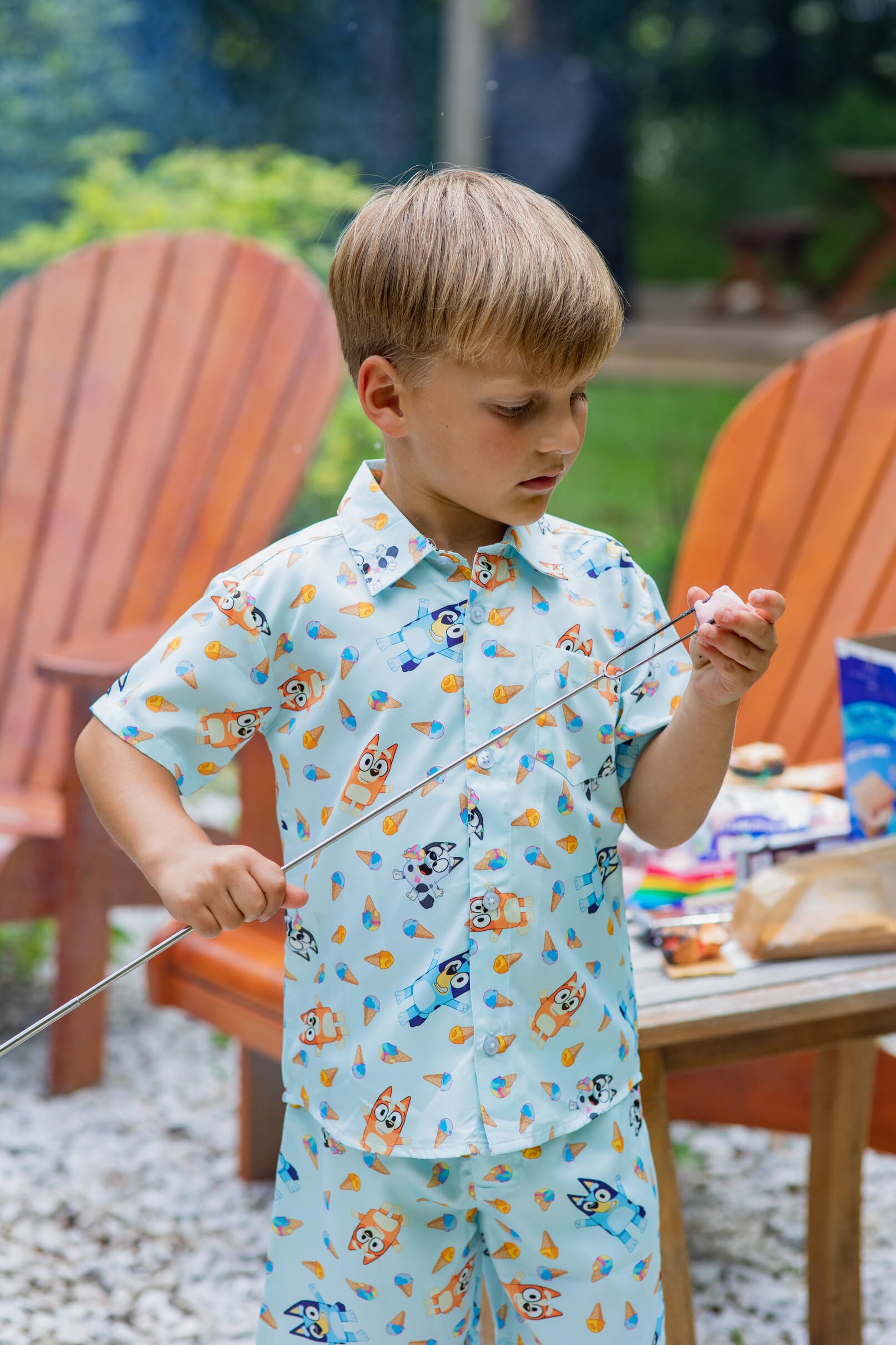 Foto 4 | Conjunto De Camisa Y Pantalones Cortos Hawaianos Outfit Bluey Bingo Muffin Para 6 Niñas - Venta Internacional.