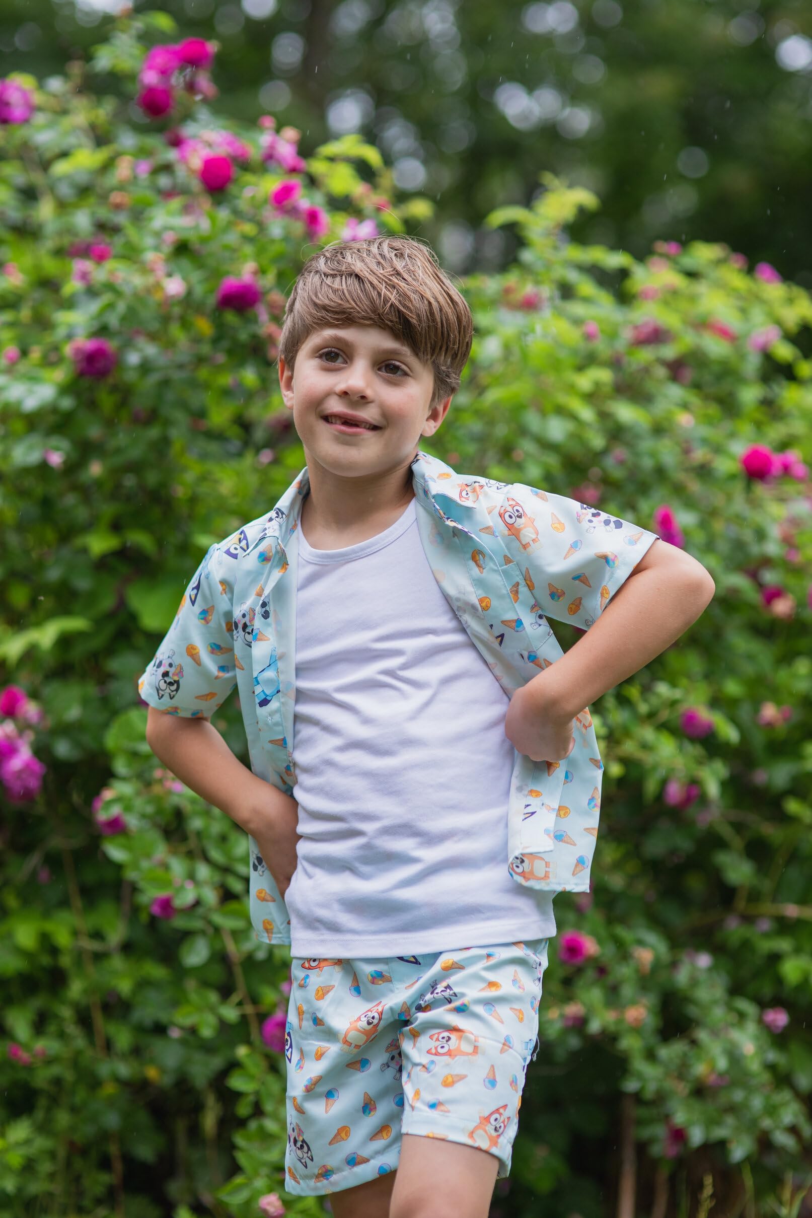 Foto 7 | Conjunto De Camisa Y Pantalones Cortos Hawaianos Outfit Bluey Bingo Muffin Para 6 Niñas - Venta Internacional.