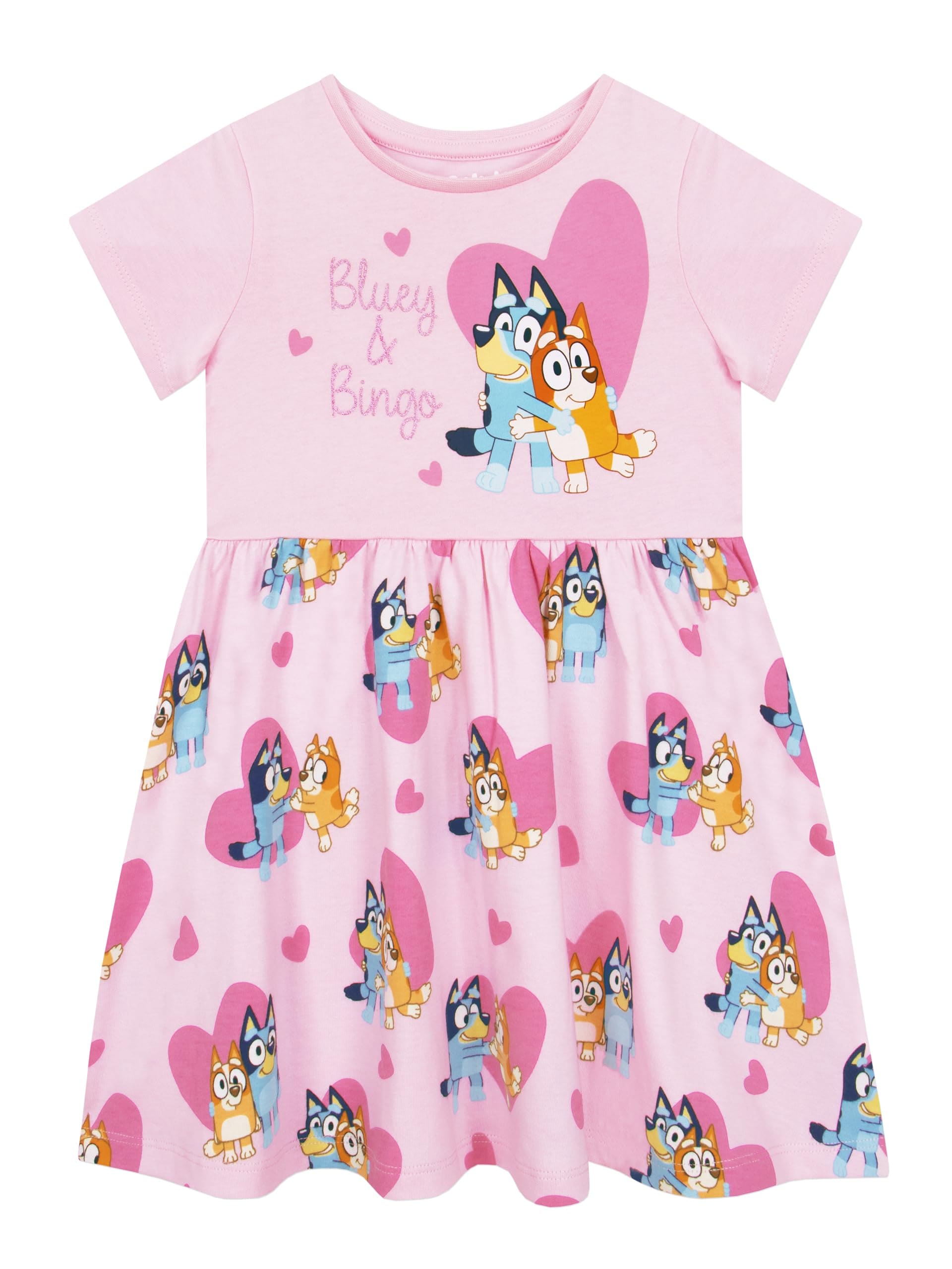Vestido Bluey Bingo Glitter Para Niñas De Algodón Summer Pink 4 - Venta Internacional. $870