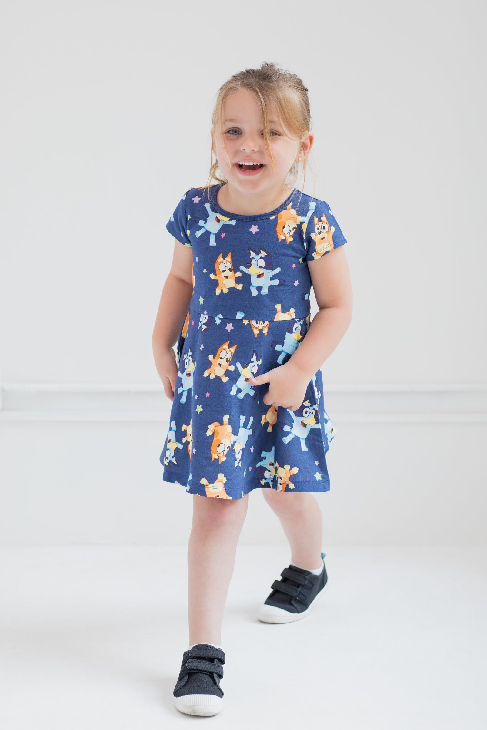 Foto 2 | Vestido Bluey Bingo Skater French Terry Con Coletero De 6 Años - Venta Internacional.