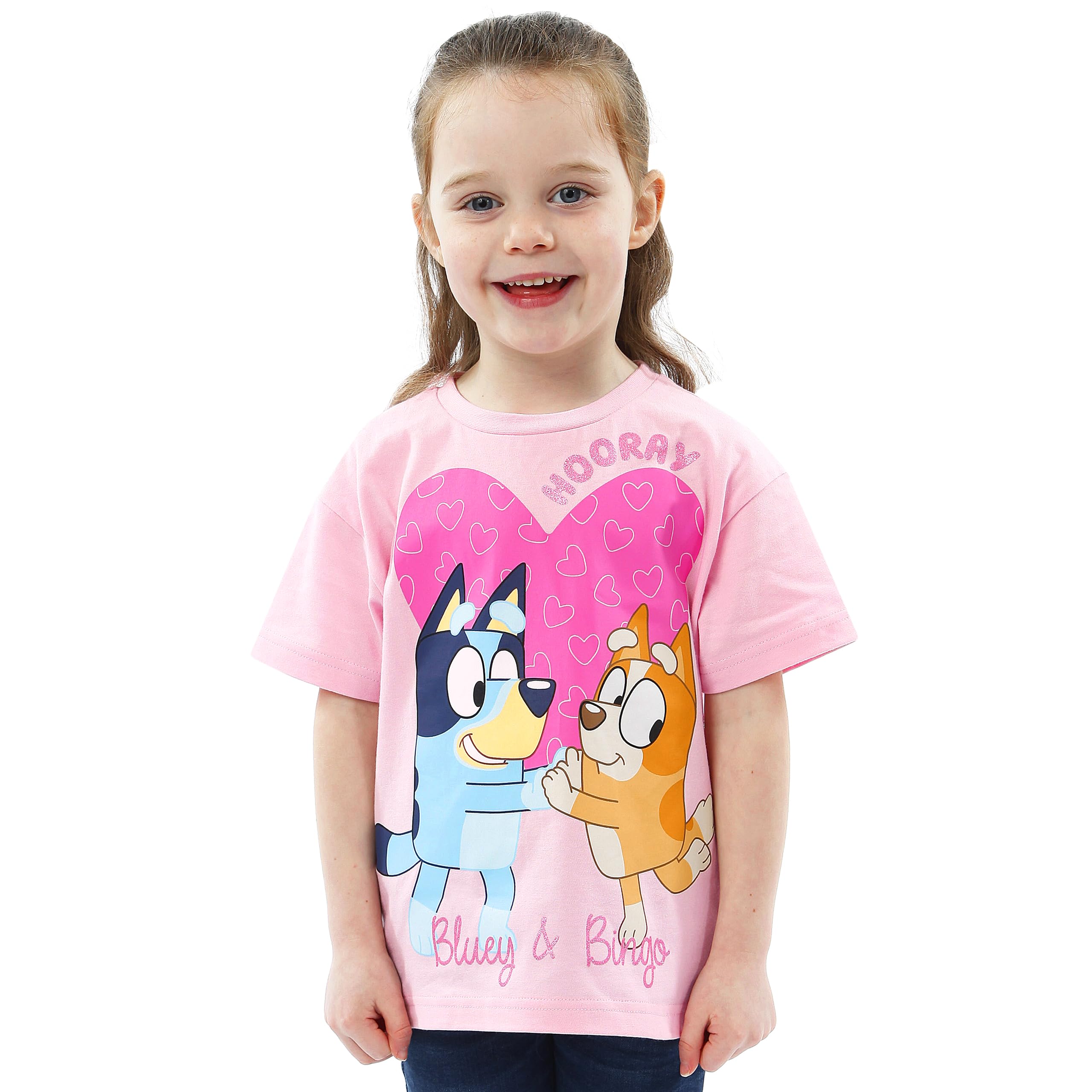 Foto 2 | Camiseta Bluey Bingo Girls De Manga Corta 100% Algodón Rosa 5 - Venta Internacional.